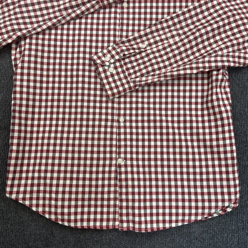 Banana Republic Button Down Shirt Mens L‎ Red Wht Blk Camden Fit Non-Iron Check